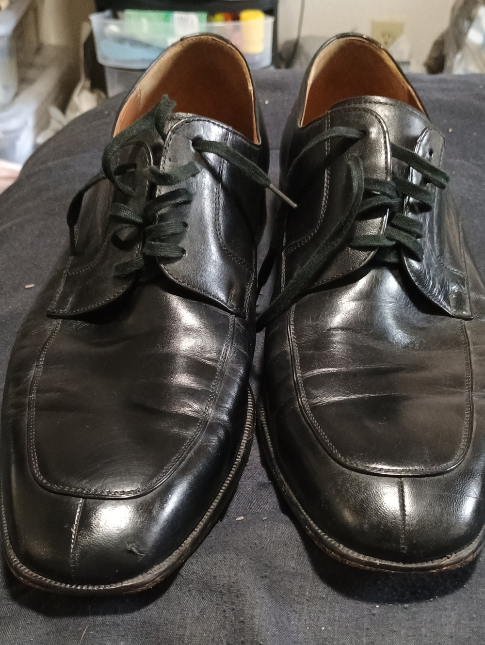 Magnanni Black Leather Derby Shoes with Dark Green Laces (252) 12